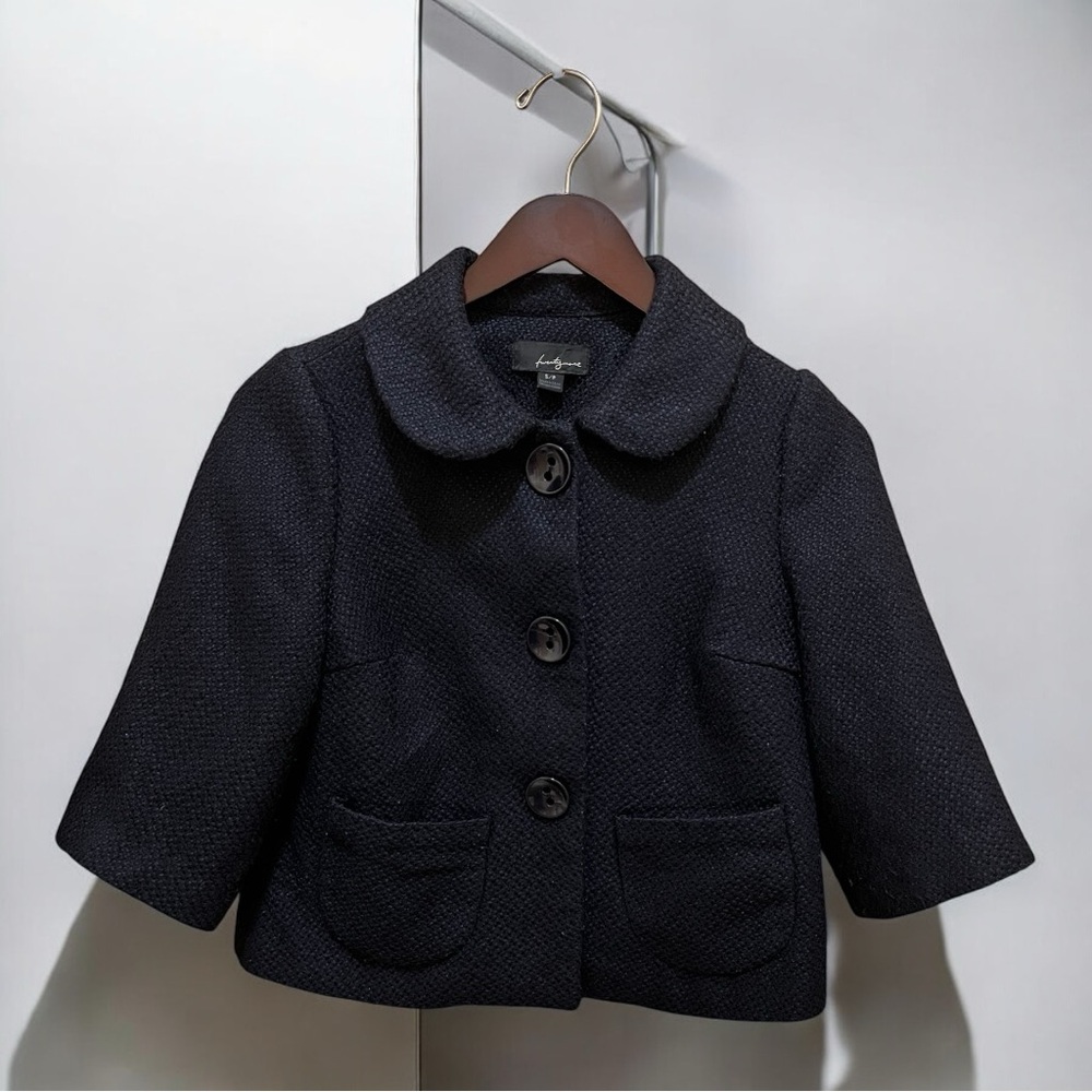 Pristine Vintage Twenty One Black Cropped Collared Wool Jacket • Size Small